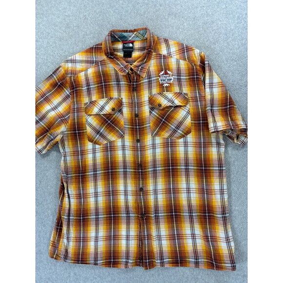 The North Face Bicycle Sport Shop Plaid Button Down Shirt (Men's XL) Brown - Picture 1 of 12